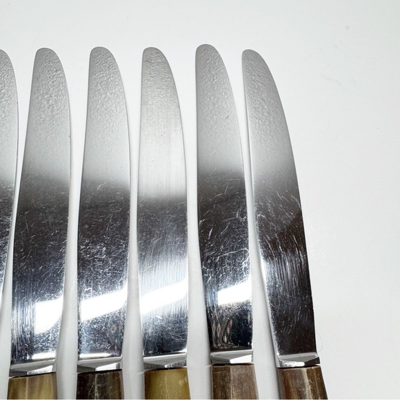 Vintage Komet Inox Stainless Horn Handle Knives Set of 6 - Picture 8 of 11